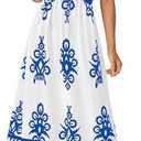 PRETTYGARDEN Summer Dress for Women 2025 Floral Sundress Spaghetti Strap Flowy Beach Vacation Boho Maxi Dresses, size -S