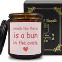 Pregnancy Announcement Gifts Candle, Baby Announcement Candle Gifts for Parents Grandparents Family, Mothers Day New Mom Gifts, Smells Like There is a Bun in The Oven Soy Scented Jar Candles