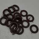 16 Pack Curtain Rod Rings Wooden with Drapery Clips 3 Inch Outer Diameter Retro Brown Beech Wood Carved Drapes Rings 1.8 Inch Interior Diameter for 1-1.5 Inch Curtain Rod Pole