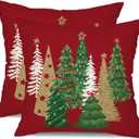 Smozenith Christmas Pillow Covers 1Pcs, 11x19 Red Xmas Tree Winter Decorative Throw Pillowcases Holiday Outdoor Farmhouse Seasonal Cushion Cases Couch Sofa Bed Decor