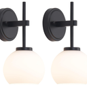 SANTOSTOCK Black Wireless Rechargeable Wall Sconces with Remote Control, Battery Operated, 12 Colors RGB & 3 CCT Bulb
