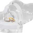 Engraved Wedding Ring Boxes for Ceremony Acrylic Ring Bearer Box for Wedding Proposal Engagement (Heart-Shaped B)
