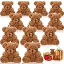 Sotiff 8 Pcs Mini Plush Bear Bulk 4 Inch Stuffed Bears Soft Tiny Animal Doll DIY Keychains Gifts for Valentine's Day Holiday Baby Shower Party Favors(Brown)