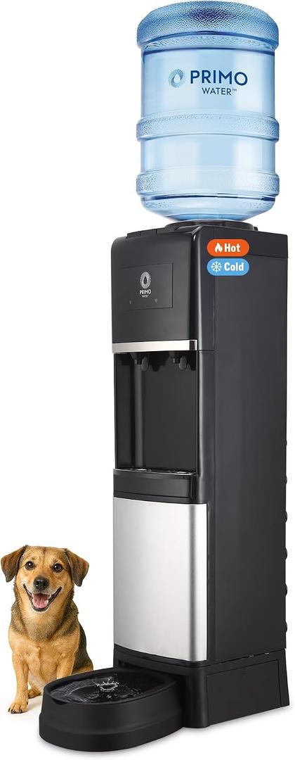 Primo Water Dispenser for 5 Gallon Bottle with Pet Drinking Station - Hot & Cold Top Loading Water Cooler Machine