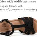 Luoika Women's Wide Width Wedge Sandals, Platform Ankle Strap Open Toe Espadrille Wedge Pump Heel Women's Sandals Concise Casual Summer Shoes. 23001,Black,11XW