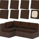 8Pcs Patio Stretch Cushion Covers, Outdoor Couch & Sofa Replacement Slipcovers for Patio Furniture Cushion Covers, Washable Reusable Furniture Protector, Square Large, Dark Coffee