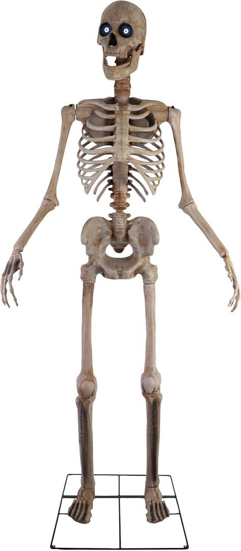Haunted Hill Farm Motion-Activated 8-Ft. Tall Towering Skeleton, Plug-in Talking Scare Prop Animatronic for Indoor or Covered Outdoor Creepy Halloween Decoration