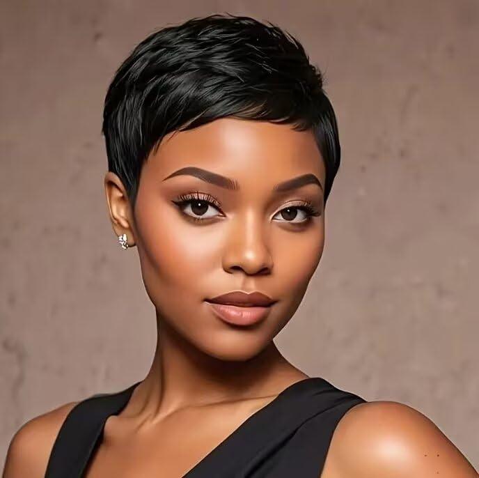 Pixie Cut Wig - Synthetic Wigs for Black Women, Short Pixie Cut Wig, Black Wigs