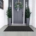 Black Front Porch Rug 23.6"x51.2" Boho Outdoor Rug Door Mat Cotton Hand Woven Rug for Front Porch Decor Reversible Washable Welcome Layered Doormat for Farmhouse Entryway Kitchen Patio