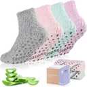 Fuzzy Grip Socks for Women Men,Thick Warm Slipper Cozy Fluffy Non Slip Ankle Hospital socks With Grips. (Light -Pink/Grey/Green/Purple)