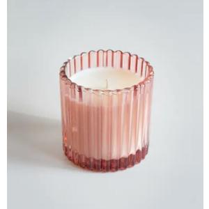 Ribbed Pink Candle Jar 8oz.