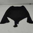 REORIA Women's Trendy Sexy Boat Neck Bell Sleeve Sheer Mesh Going Out Bodysuit Tops, XL