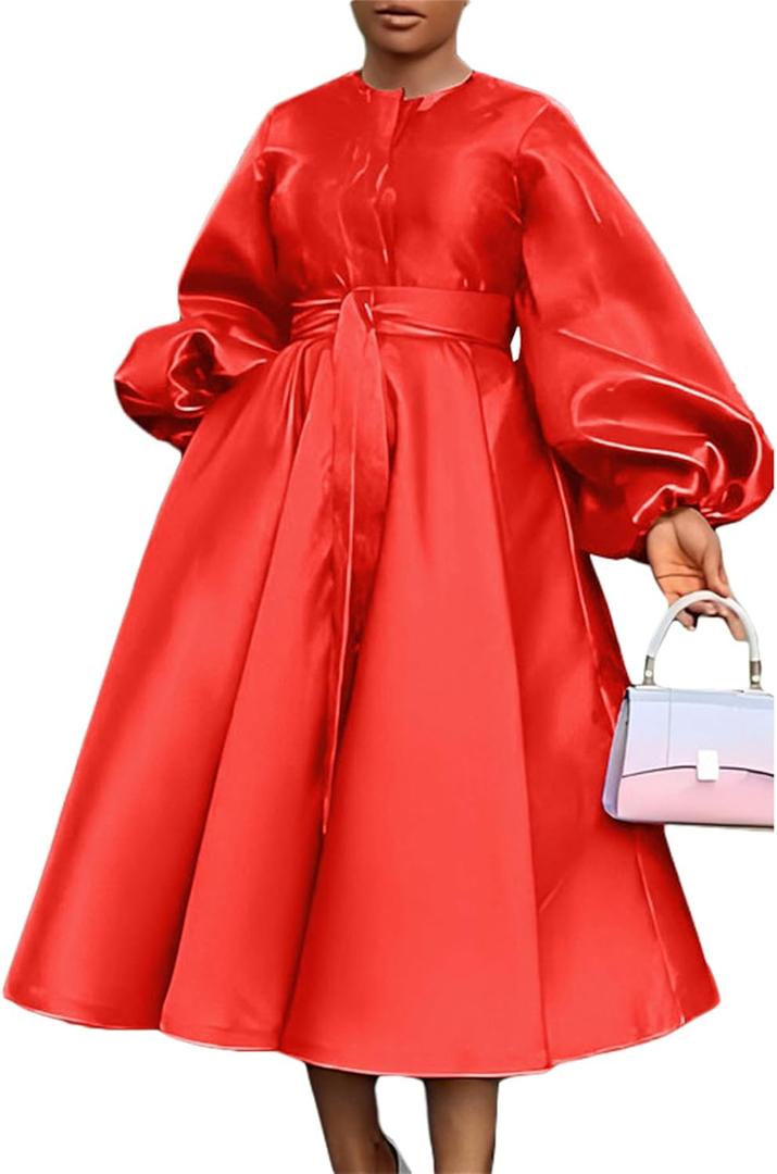 SHINFY Casual Church Dresses for Women Satin Long Sleeve A Line Semi Formal Fit Maxi Long Dresses with Pockets (Medium, Red) SHINFY Casual Church Dresses for Women Satin Long Sleeve A Line Semi Formal Fit Maxi Long Dresses with Pockets (Medium, Red)