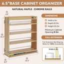 Pull Out Spice Rack Organizer for Cabinet (6.5" W x 22.3" D x 25.2" H), Sliding Spice Rack for Kitchen Cabinet, Wood Pull Out Cabinet Organizer for Multi-Use