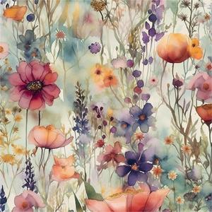 Watercolor Pink/Yellow/Red Floral Wildflowers Garden Peel and Stick Wallpaper Wall Decor Self Adhesive Wall Paper Stick on Easy Peel Off Contact for Renter Apartment (17.7" x 118")