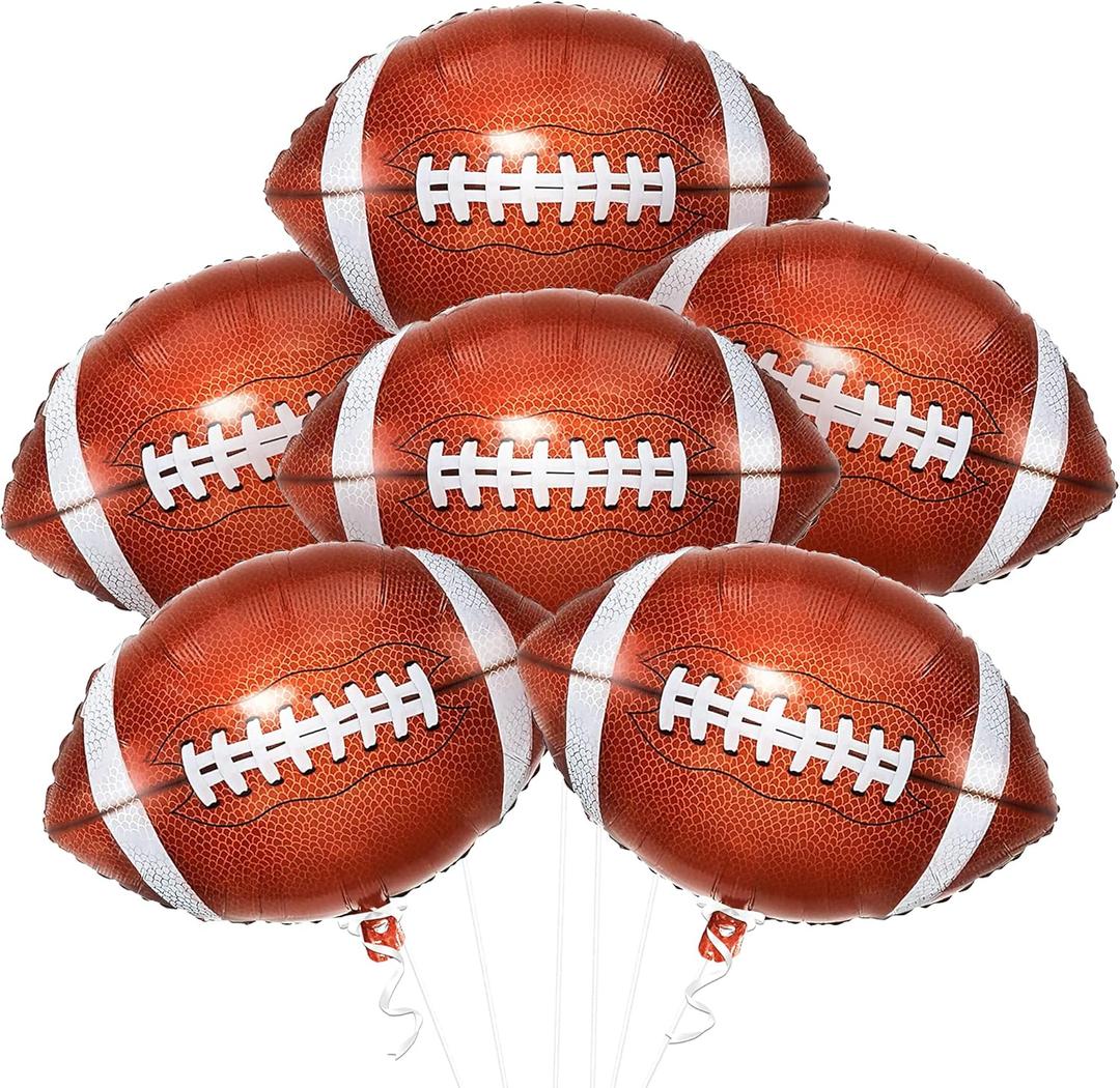 KatchOn, Football Balloons for Football Party Decorations - 18 Inch, Pack of 6 | Foil Touchdown Balloons for Birthday Party, Super Bowl Balloon, Tailgate Game Day Sport Themed Rugby Birthday Party