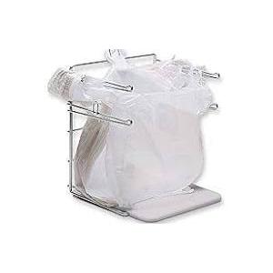 SSWBasics Plastic Grocery Bag Holder - Durable Chrome Stand for Easy Storage - Fits 11½”W x 6”D x 21”H Bags - Compact Unit, 12" W x 12" L x 16" H x2