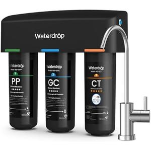 Waterdrop TSB 8 Layer High Capacity Under Sink Water Filter, Reduces PFAS, PFOA/PFOS, Fluoride, Chlorine, Bad Taste & Odor, with Dedicated Faucet, NSF/ANSI 42 Certified Element, USA Tech