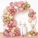 Amandir 153Pcs Boho Blush Balloon Arch Garland Kit, Different Sizes 18 12 10 5inch Nude Cream Peach Dusty Rose Pink Gold Confetti Balloon for Mothers Day Baby Shower Birthday Party Wedding Decorations