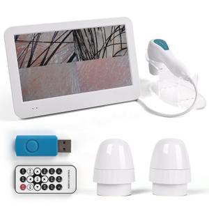 Skin Analysis Machine, 12 Inch LCD Screen Rechargeable Digital Scalp Camera for Hair Analysis, 50x/200x Dual Heads, Skin Health Detection Use for Home, Salon and Spa