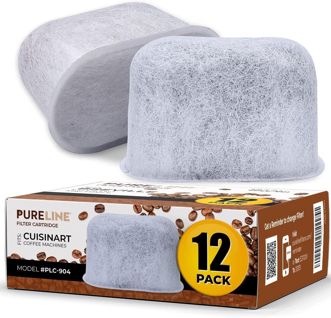 Cuisinart Coffee Filter Replacement - 12 Pack Cuisinart Coffee Maker Water Filter by Pureline - Charcoal Water Filter - for all Cusinart Coffee Machines