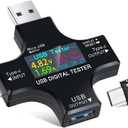 Eversame 2 in 1 Type C USB Tester Color Screen LCD Digital Multimeter, USB C Voltage Current Voltmeter Amp Volt Ammeter Detector USB Cable Charger Indicator DC3.6-30V/0-5.1A