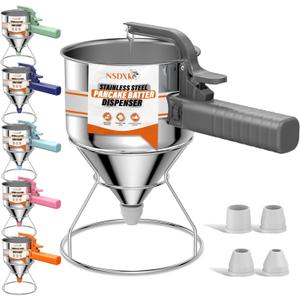 40oz Pancake Batter Dispenser, Stainless Steel Cake Dispenser with Stand, Great for Pancakes, Cupcake, Waffle or Any Baked Goods, Durable, Leak-Free, Space Gray