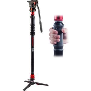 IFOOTAGE Cobra 3 Strike Monopod with Fluid Head K5S, 59" Camera Monopod with Pedal Locking, One-Step Rapid Height Adjustment, for Shooting Bird/Animal/Sports Event/Wedding/Live Show