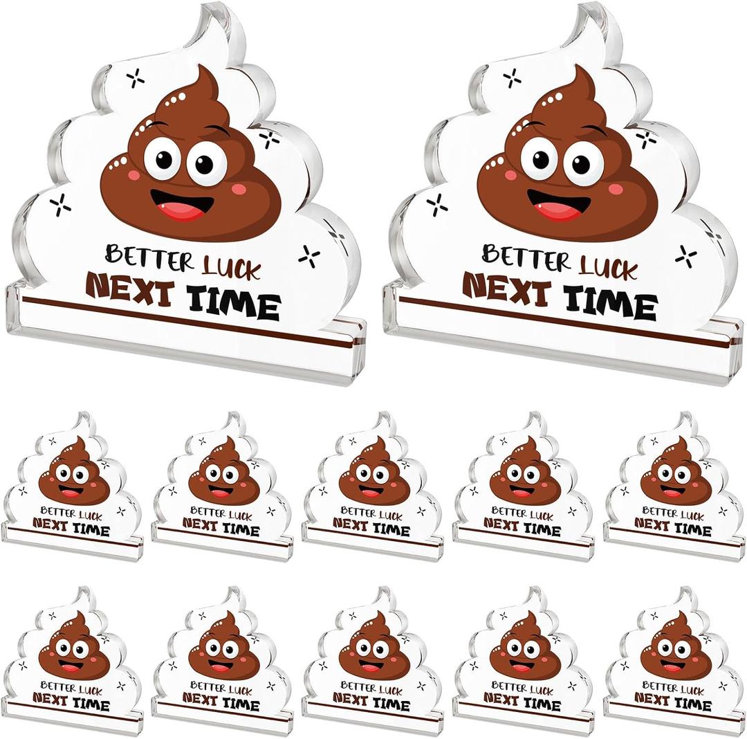 Equsion 12 Pcs Acrylic Awards Trophies Poop Emote Trophy Fun Award Gift Bulk Cute Funny Award Trophy Team Gifts Humorous Awards Prize for Events