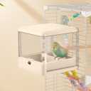 septillar Bird Feeder and Bath for Cage, Hanging Bird Bathtub Bath Shower Box Bowl, Bird Cage Accessories Suitable for Small Medium Birds, Parrots, Lovebirds, Finches, Parakeets, Mannikin (White)