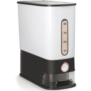 Rice Dispenser 26.5 Lbs, Rice Storage Container with Measuring Cup, BPA-Free Airtight Household Cereal Dispenser Bucket with Time Scale, Food Bin for Rice Grain and Kitchen Pantry Organization