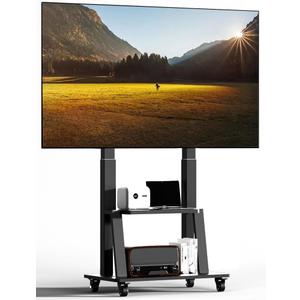 Mobile TV Cart Rolling TV Stand for 42 to 55 65 70 75 85 86 90 100 inch Television Heavy Duty Portable TV Stand on Wheels, Height Adjustment, Holds Up to 180 LBS, Vesa 200200-900600mm