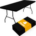 Smiry 4 Pack Rectangle Picnic Table Cloth, Waterproof Elastic Fitted Tablecloths, Washable Polyester Rectangular Patio Table Cover for Camping, Indoor and Outdoor (Black, 36"x72")
