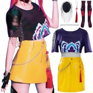 Women Costume Movie Uniform Outfit With Socks Halloween Full Set (Medium, Black)