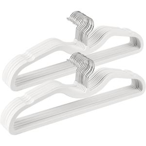 Plastic Hangers 20 Pack Ultra-Thin Space-Saving ABS 360 Swivel Hook Ideal for Closet Organization Fits Coats Shirts Dresses & More (20, White)