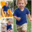 Toddler Baby Boys T-Shirts | Short Sleeve, Half Sleeve, V Neck, Ribbed, Loose Fit, Casual, Summer, Basic Tees, for Toddler Boys 18M-6T, Play, Daily Wear