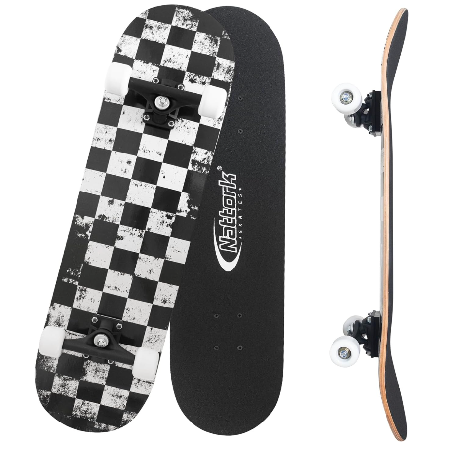 31 Inch Complete Skateboard, Standard Skateboards for Beginners, Wood 9 Layer Canadian Maple Trick Skate Boards for Boys Girls Youth Teens Adults