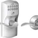 Schlage Camelot Keypad Lock with Lever Handle, Electronic Keyless Door Entry, AutoLock Enabled, Satin Chrome, FE575 CAM 626 ACC