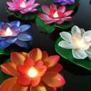 12 Waterproof Floating Lotus Lights – Battery Operated, Water-Activated Floating Flower Lamps for Wedding, Garden, Pond, Pool, Anniversary & Party Decoration