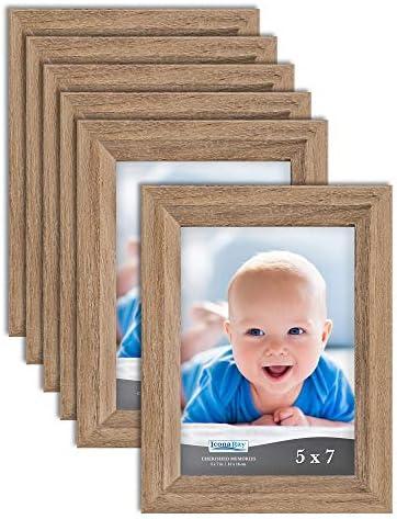 Icona Bay 4x6 Picture Frames w/Removable Mat for 3x5 Photos (Black, 6 Pack), Sleek Modern Style Frames, Table Top or Wall Mount, Serenity Collection