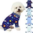 Bienbee Dog Pajamas, 4 PCS Dog Jammies Onesie Pjs Soft Stretchy Doggie Pajamas Dogs Clothes Costume for Medium Dogs Boy Girl(Rockets and Marine Animals Set)-M