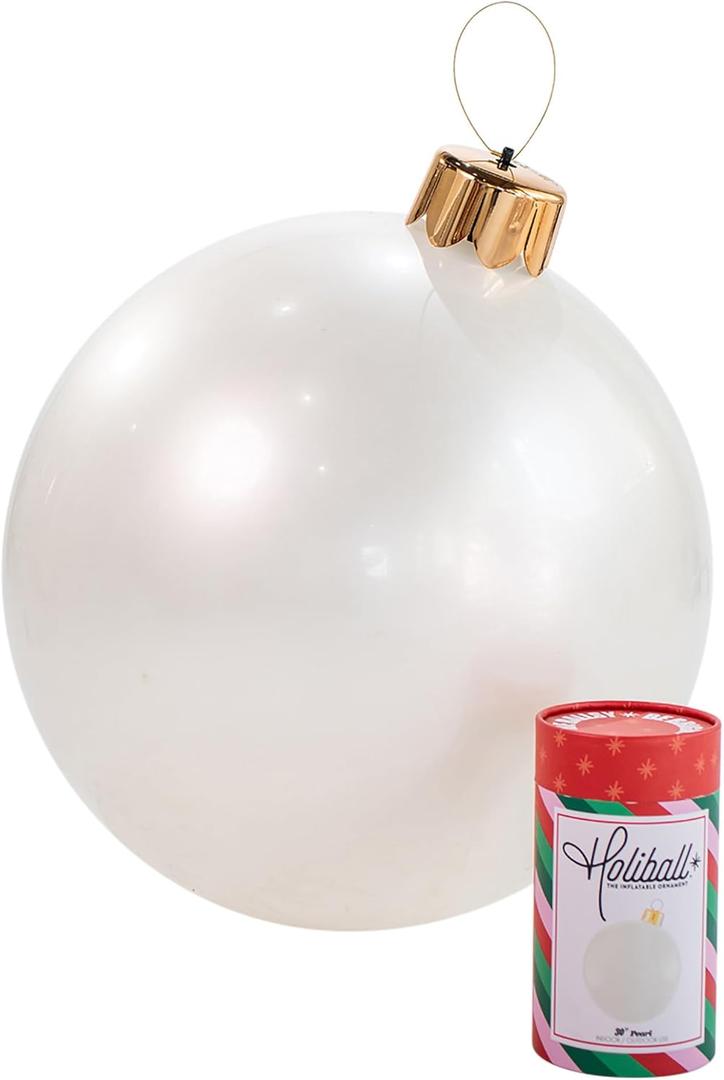 Holiball Inflatable Holiday Ornament  Ultimate Indoor/Outdoor Decoration  Reusable and Storage Friendly  for Weddings, Parties, Events, Team Colors  30"  Pearl