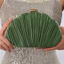QWINEE Women's Shell Shaped Clutch Purse Ruched Mini Crossbody Bag Elegant Evening Handbag with Chain Strap