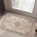 jinchan Area Rug 2'x3' Entryway Rug Washable Indoor Doormat Medallion Distressed Vintage Small Non Slip Soft Retro Carpet for Kitchen Entry Bedroom Bathroom Taupe