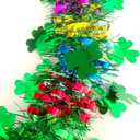33Ft St Patrick's Day Tinsel Twist Garland Decorations Shiny Thick Shamrock Metallic Foil Wreath for St Patricks Day Irish Festival Party Parade Floats and Other Holidays Hanging Decor Supplies