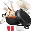 Cast Iron Dutch Oven for Bread Baking, 5 Qt Sourdough Dutch Oven with Lid, 2-in-1 Dutch Pot with Bread Baking Supplies for Camping, Frying and Braising