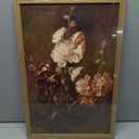 Vintage Framed Canvas Wall Art, Modern Farmhouse Floral Oil Painting, Rustic Flower Botanical Wall Decor, Retro Hollyhocks Poster Prints for Bedroom Living Room Kitchen Decor 16x24 inch