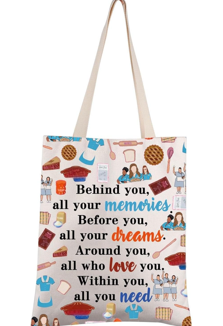 FEELMEM Waitress Musical Gift Behind You All Your Memories Waitress Tote Bag Musical Theater Shopping Bag 15x13 inch