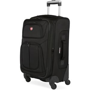 SWISSGEAR Sion Softside Expandable Spinner Luggage Durable Lightweight Travel Suitcase, Black, Checked-Medium 25-Inch