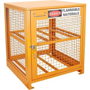 Propane Tank Storage Cabinet - 31"x30"x35" Yellow Steel Box Holds 4 Cylinders (Fits 3,5,11,20,30,33lb Tanks)